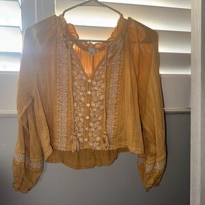 American Eagle Outfitters Gold Embellished Crop Blouse